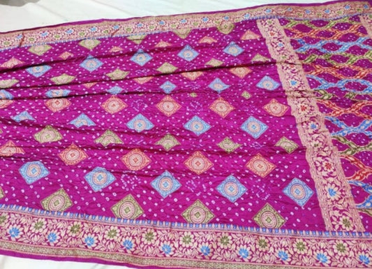 Bandhani dupion saree - Saffronfashionindia