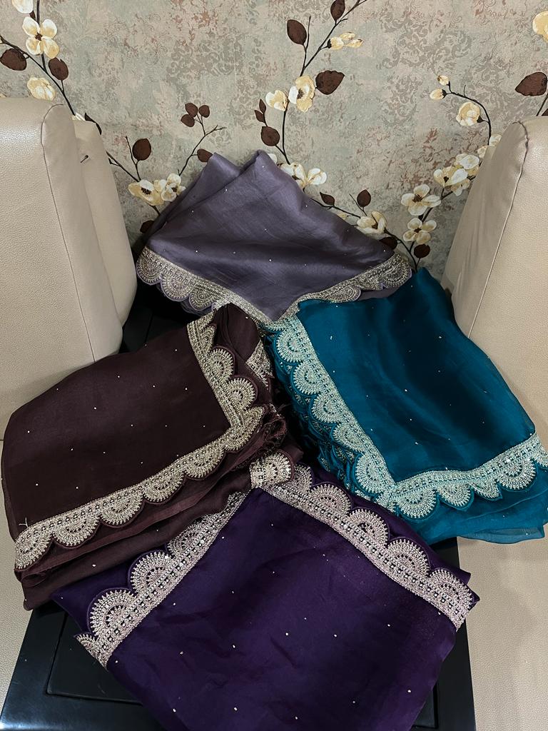 Betty scalloped organza saree - Saffronfashionindia