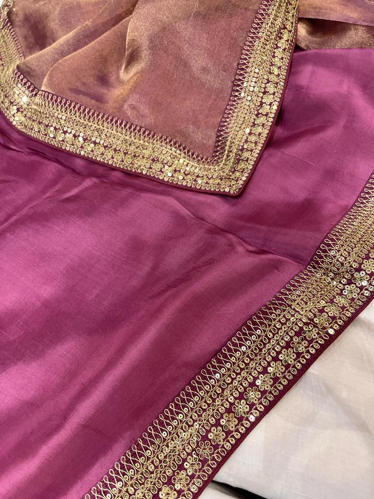 Kanjeevaram inspired tissue saree - Saffronfashionindia