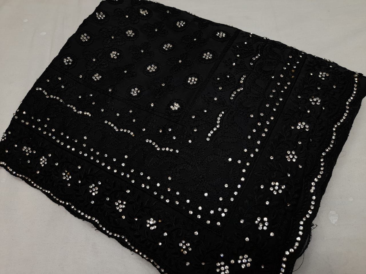 Nisha Lucknowi gorgette saree - Saffronfashionindia