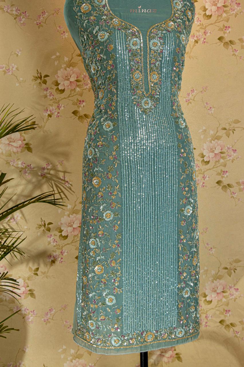 Shabnam handcrafted organza dress - Saffronfashionindia