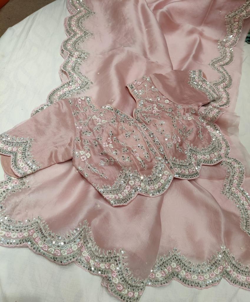 Lishik organza zardosi saree - Saffronfashionindia