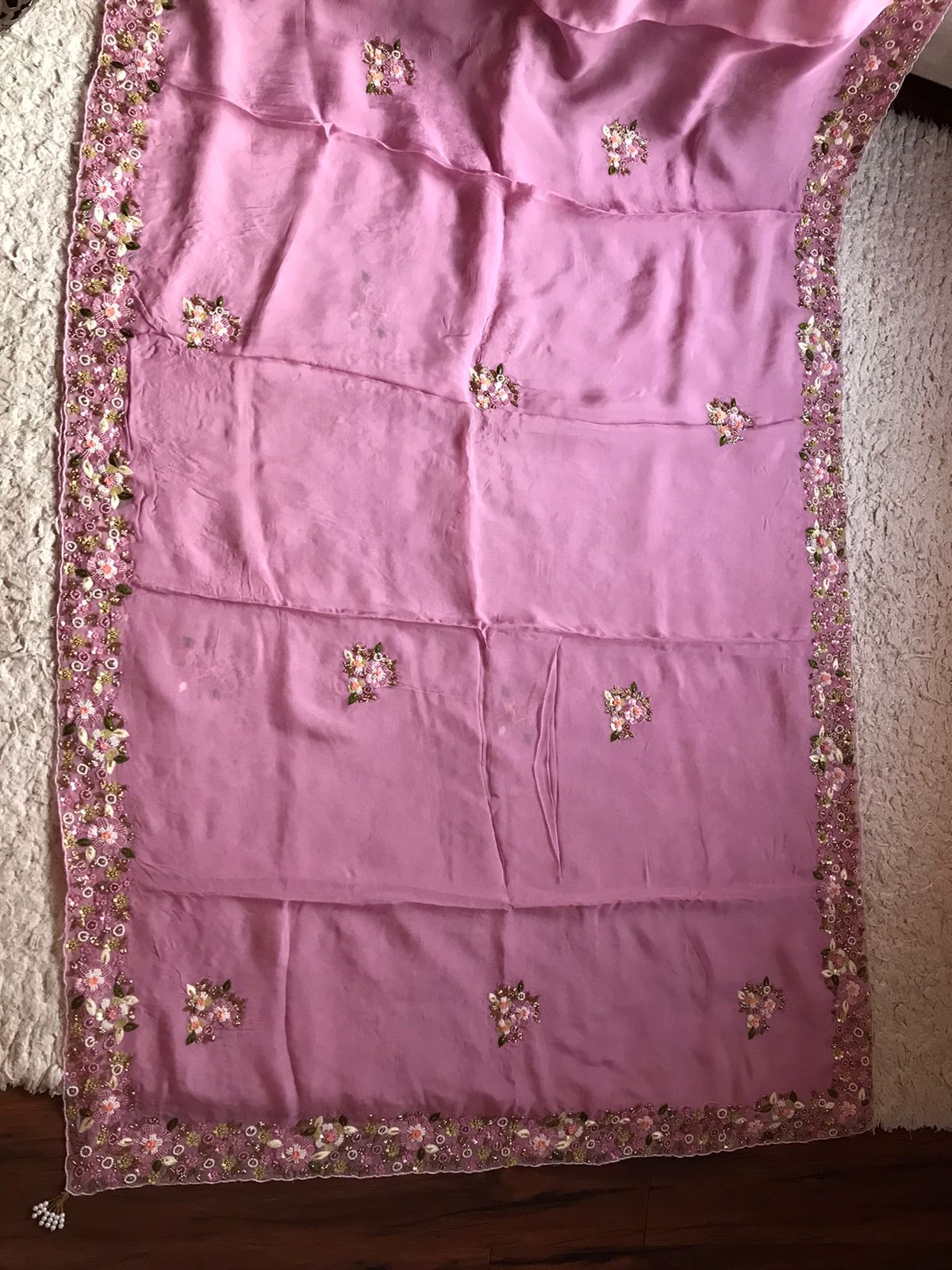 Mauve organza designer saree - Saffronfashionindia