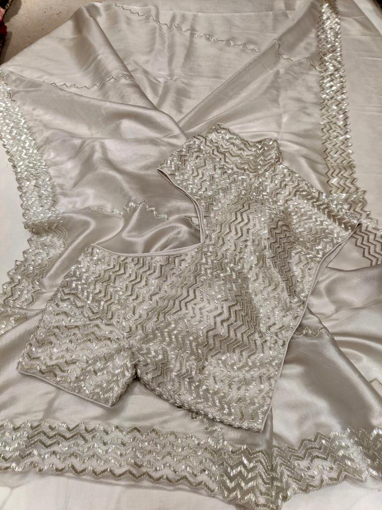 Bilbuli tissue organza saree - Saffronfashionindia