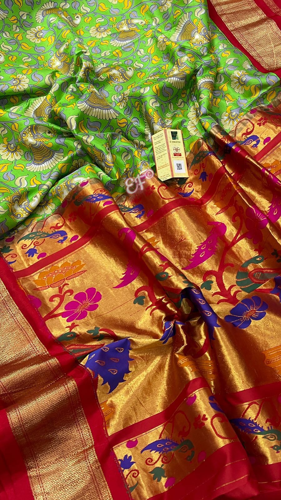 Gadwal paithani kalamkari saree - Saffronfashionindia