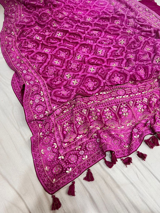 Anina Chikankari gorgette saree - Saffronfashionindia