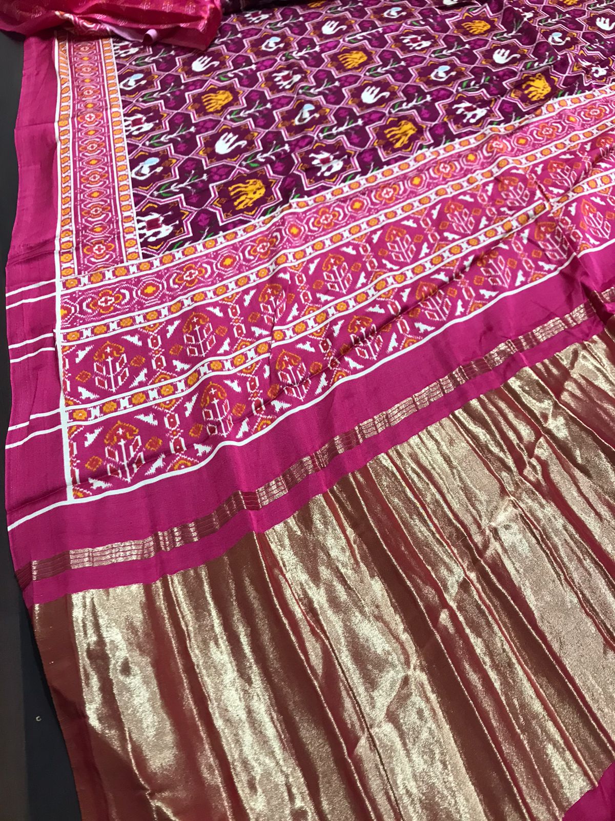 Pink patola gajji silk saree - Saffronfashionindia