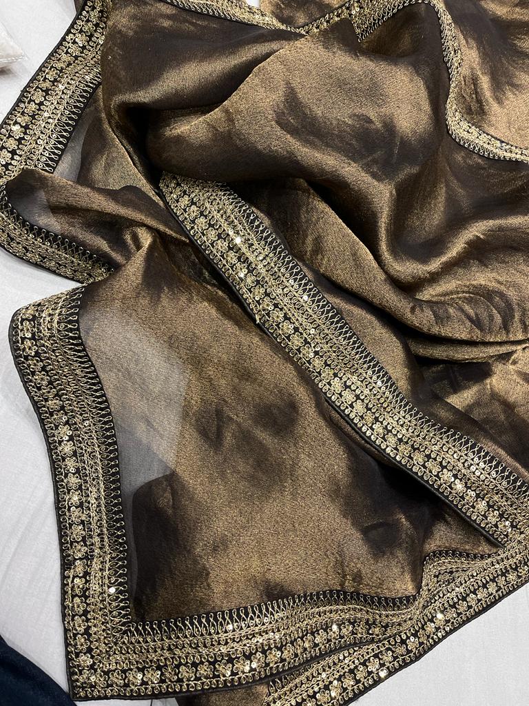 Kanjeevaram inspired tissue saree - Saffronfashionindia