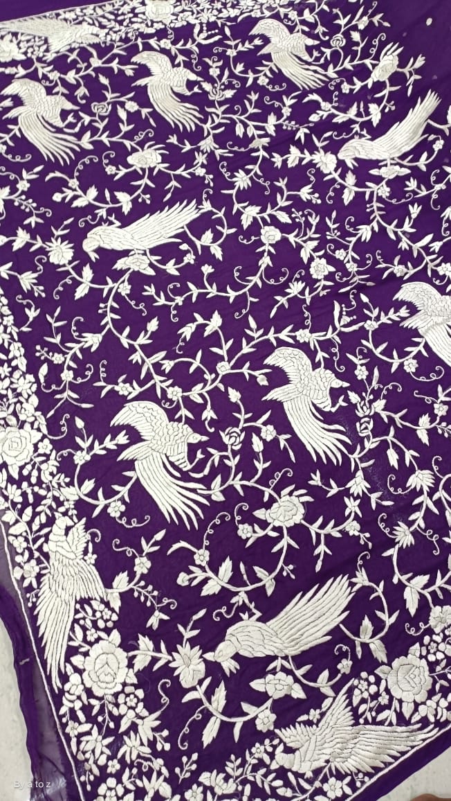 Mahiva Parsi embroidery saree - Saffronfashionindia