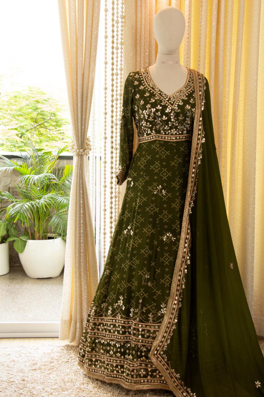 Meharbaan chinon gown set - Saffronfashionindia