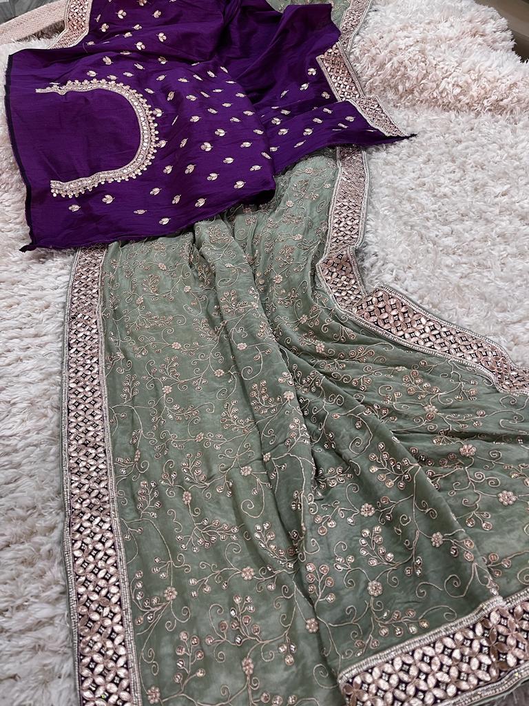 Queensy crepe saree - Saffronfashionindia