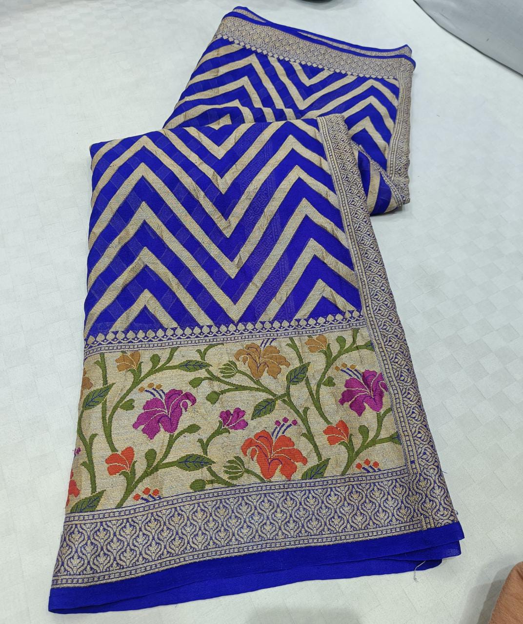 Zig zag inspired striped saree - Saffronfashionindia