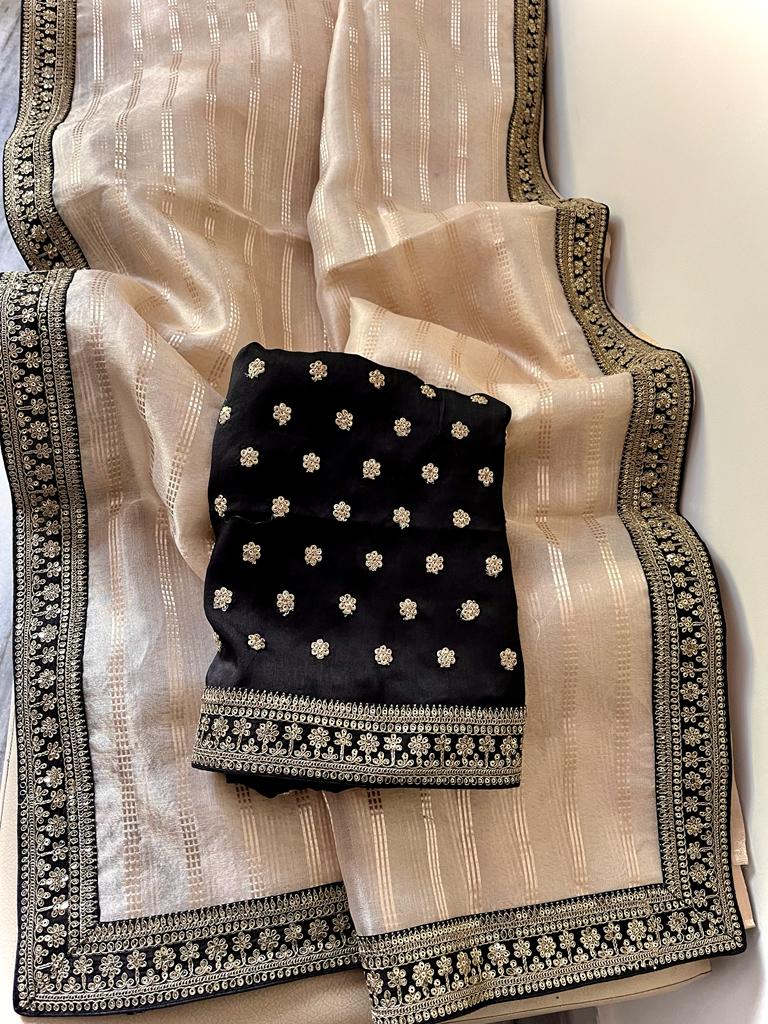 Lovely tissue organza saree - Saffronfashionindia