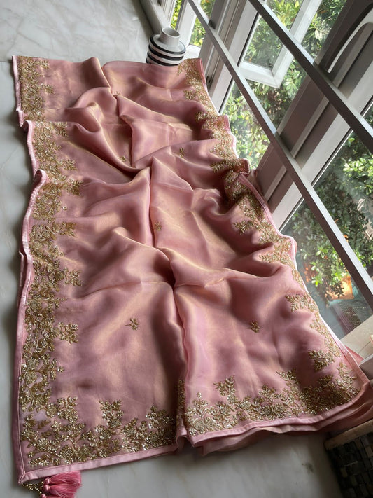 Anisha organza partywear saree - Saffronfashionindia