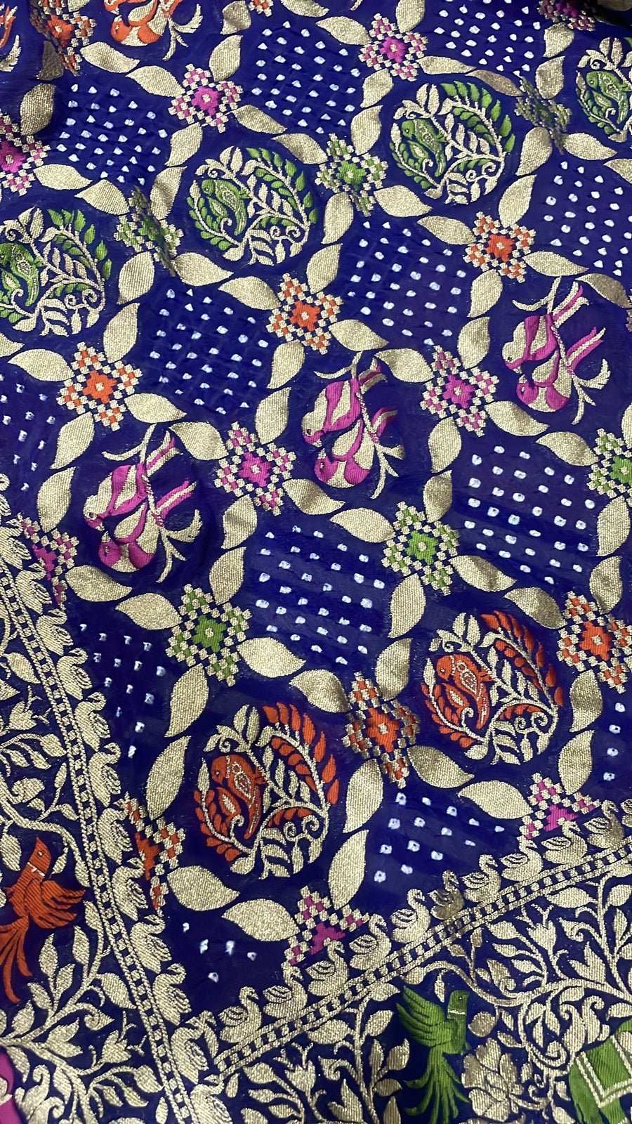 Bandhej dupatta,,,,Banarsi dupatta,,,,handwoven dupatta - Saffronfashionindia