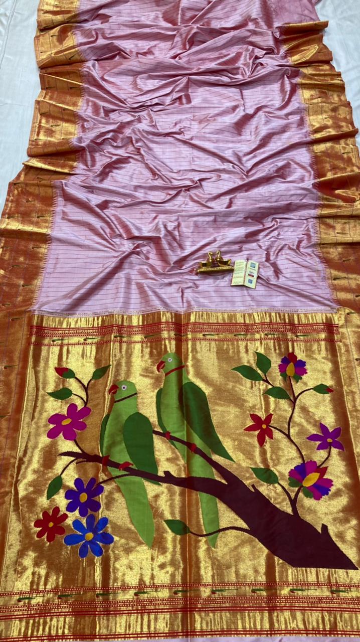 Muniya paithani silk saree - Saffronfashionindia