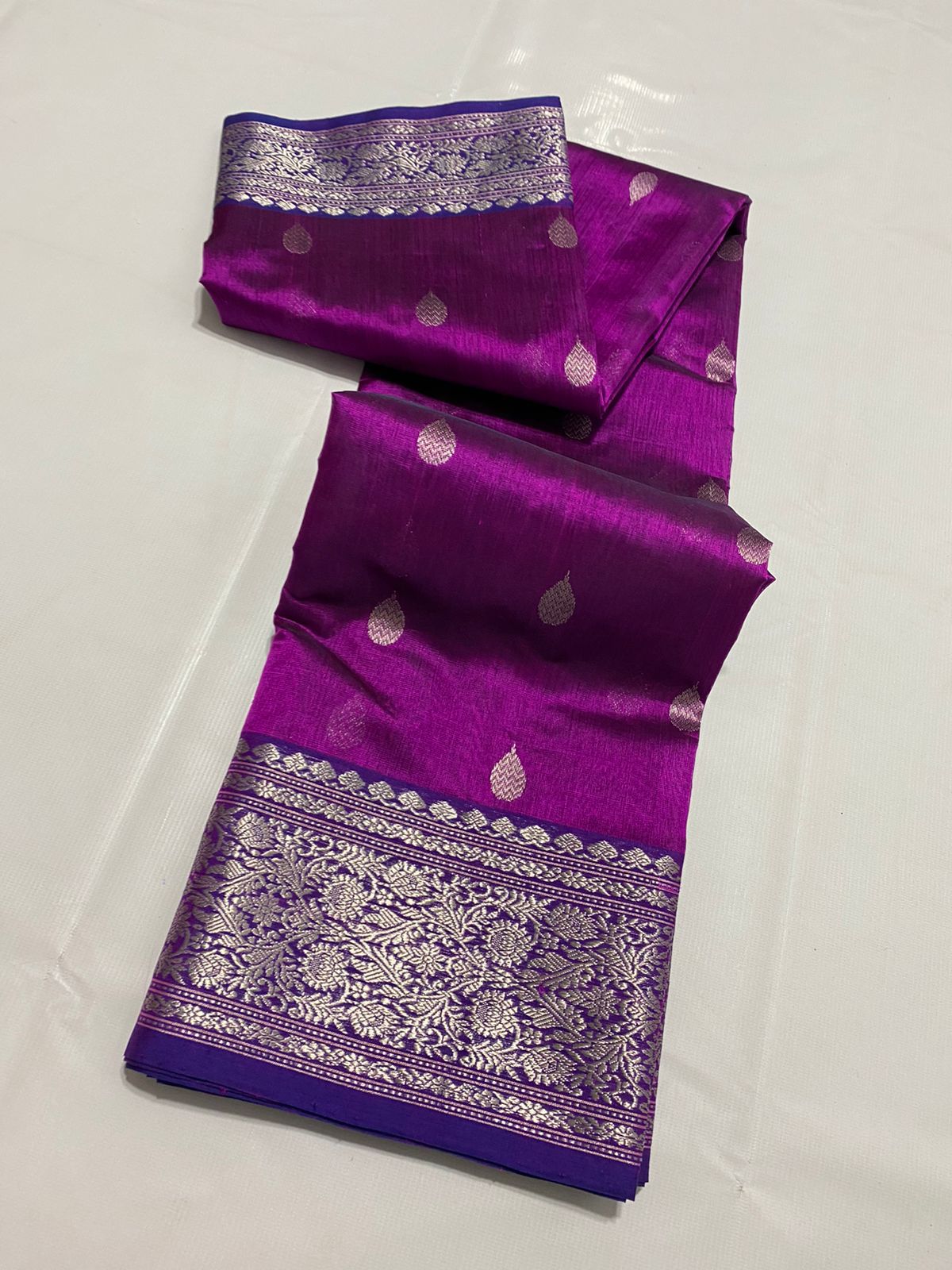 Wine inspired beautiful Chanderi saree - Saffronfashionindia