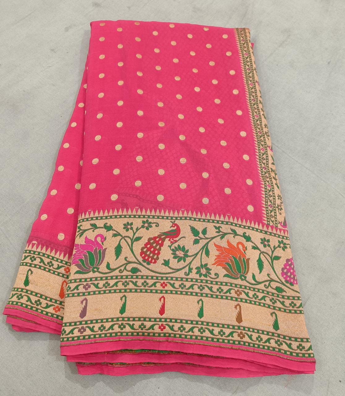 Sikhagarh gorgette saree - Saffronfashionindia