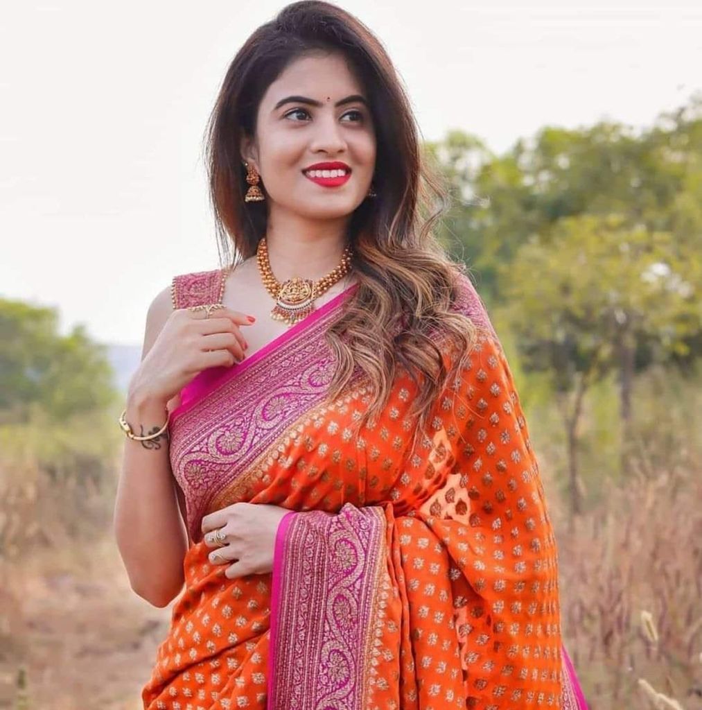 Nafsa gorgette saree - Saffronfashionindia