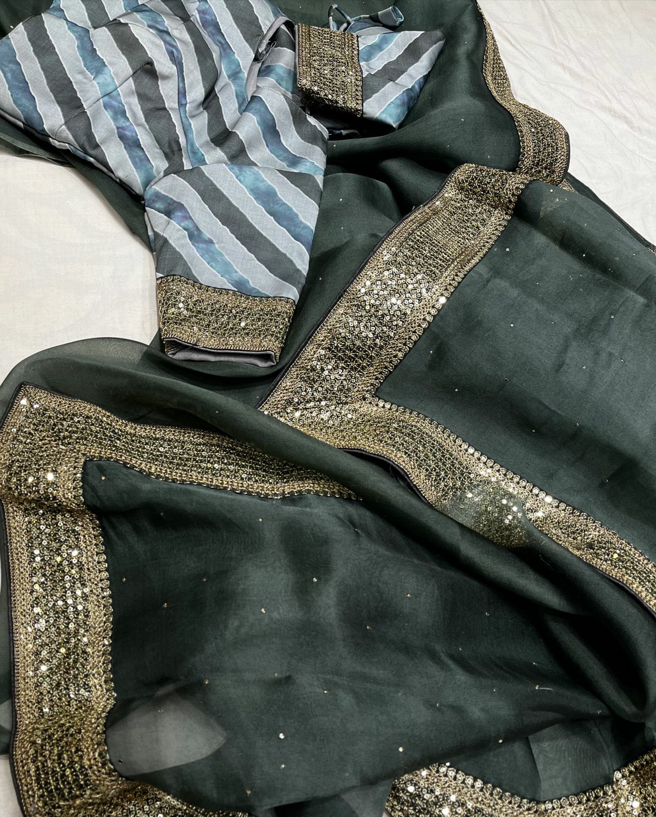 Blossom organza saree - Saffronfashionindia