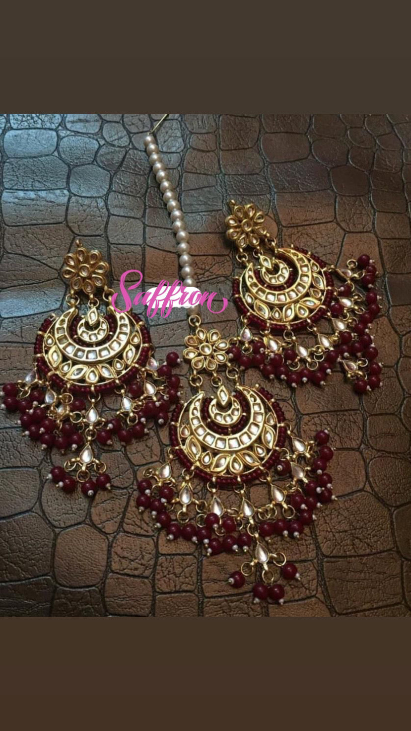 Harpeend Kundan tikka set - Saffronfashionindia