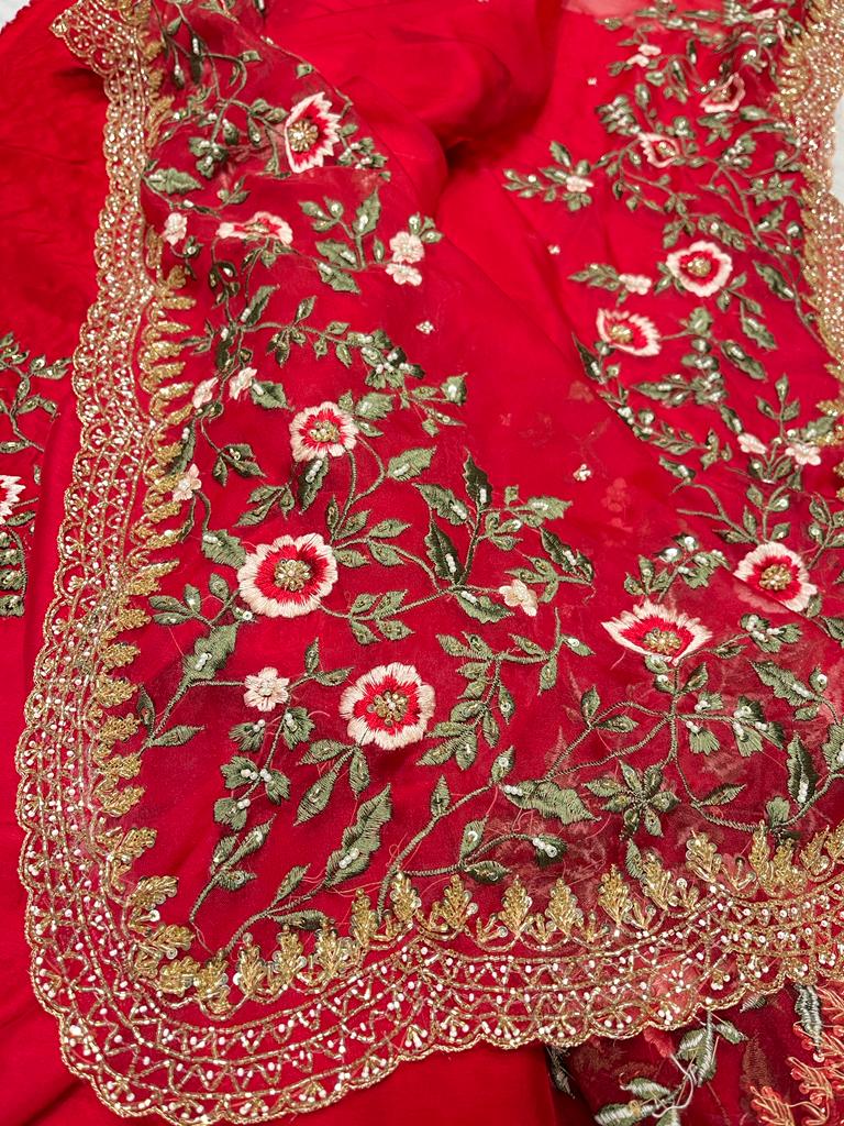Iris embroidered saree - Saffronfashionindia
