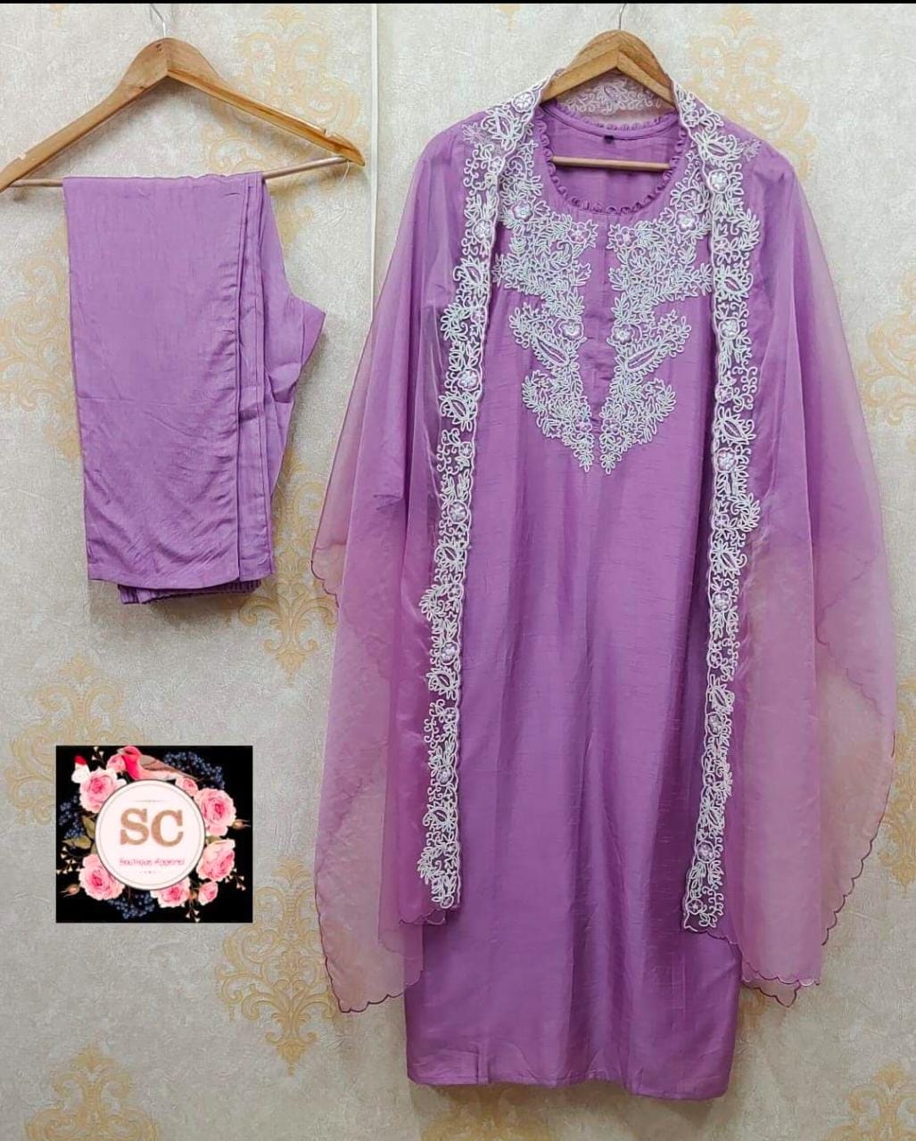 Lavender suit style dress - Saffronfashionindia