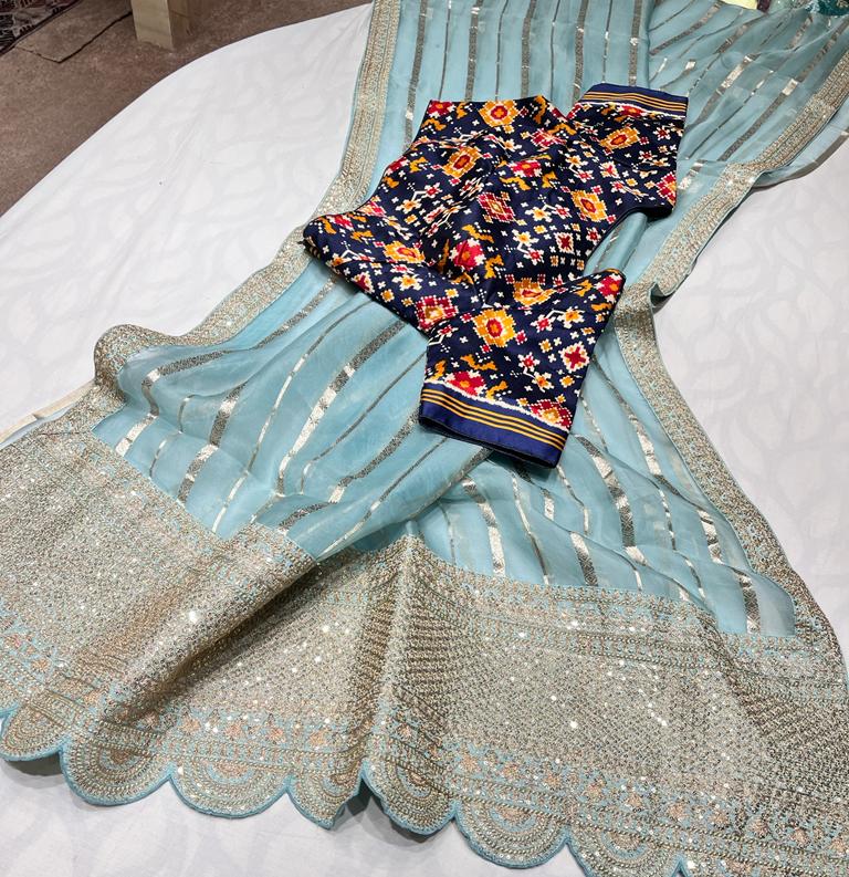 Kora stripes saree - Saffronfashionindia