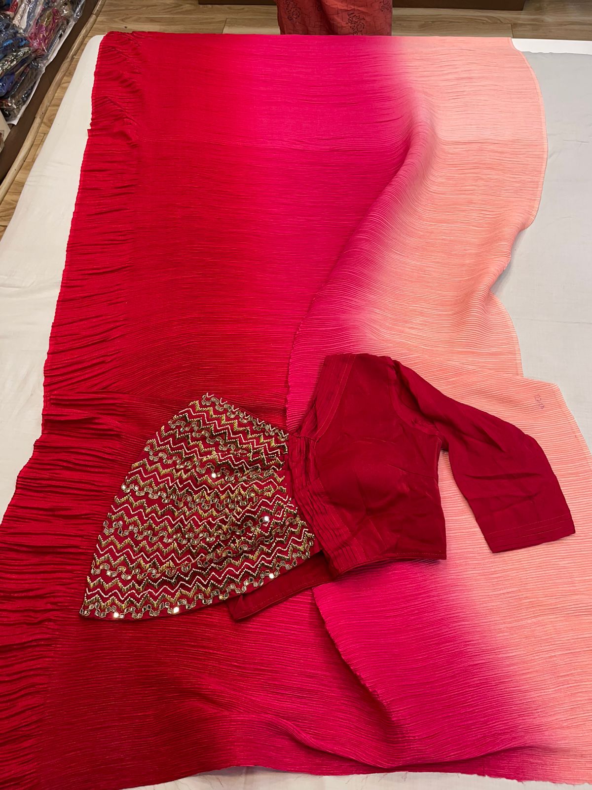 Fancy crushed lycra saree - Saffronfashionindia