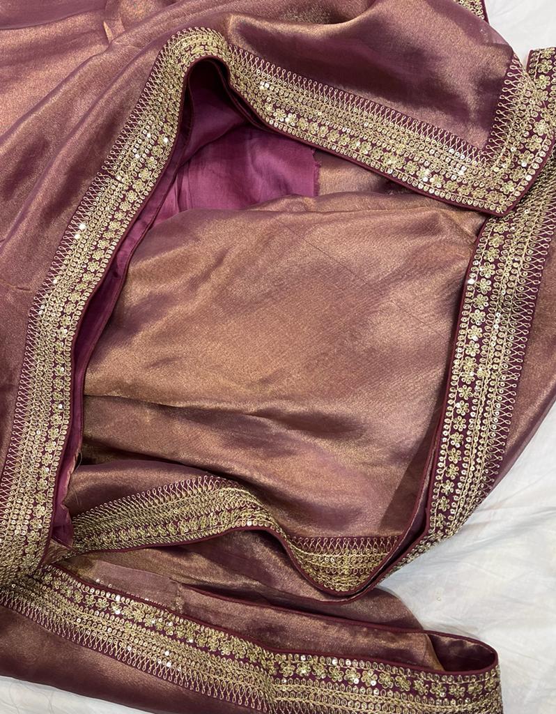 Kanjeevaram inspired tissue saree - Saffronfashionindia