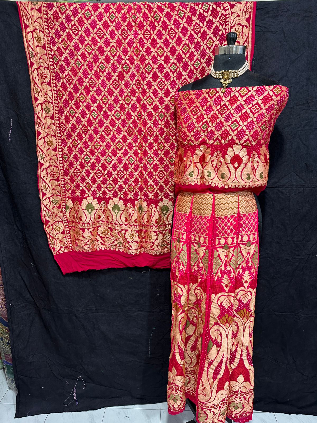 Kinjal bandhani Meenakari lehanga choli - Saffronfashionindia