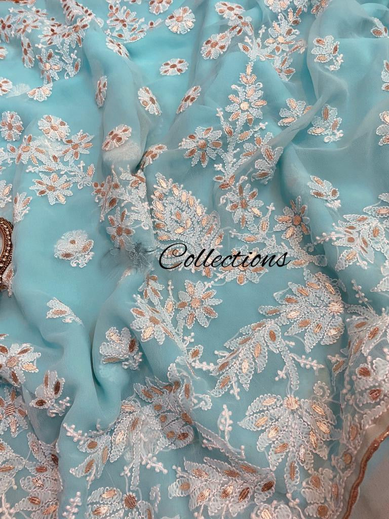 Khushnama Chikankari saree - Saffronfashionindia