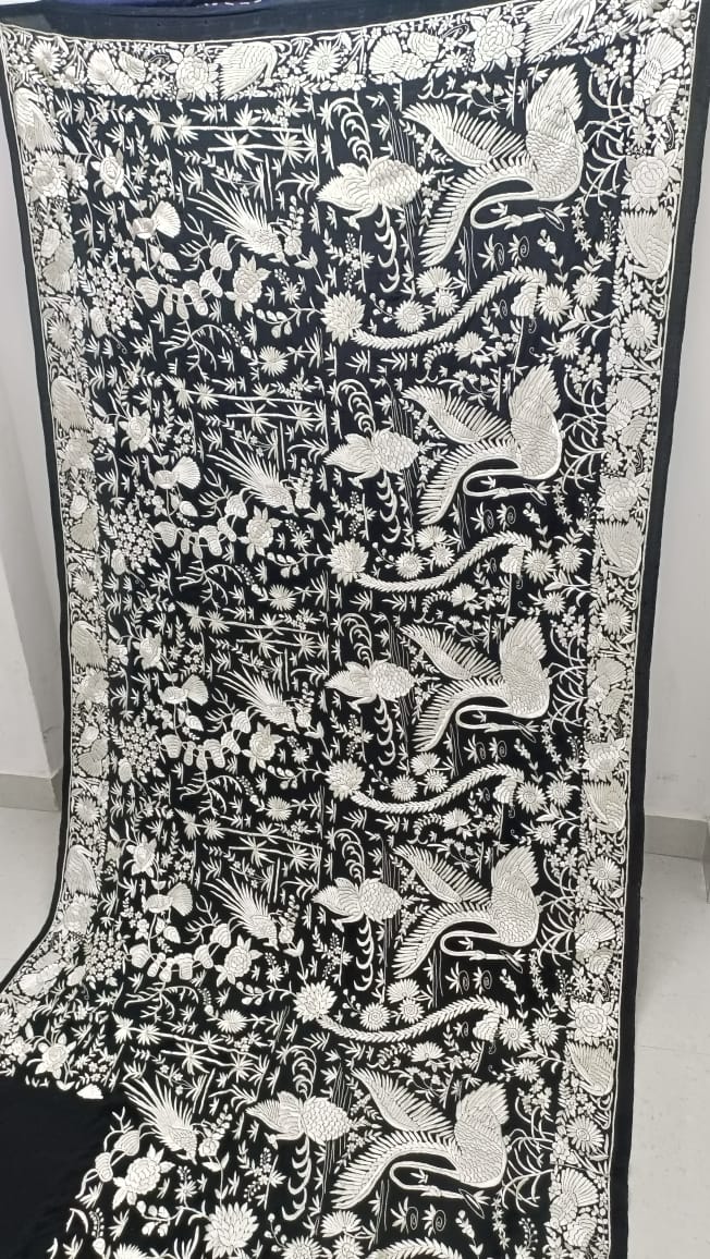 Veera crepe parsi saree - Saffronfashionindia