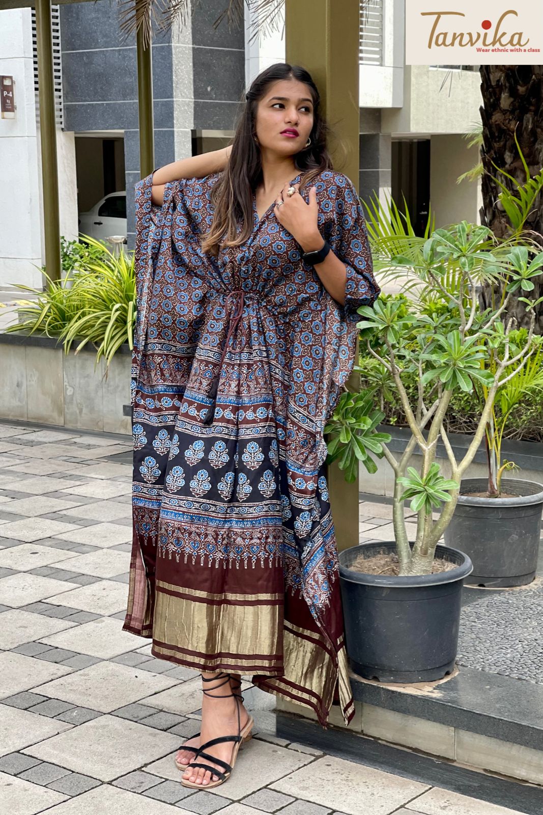 Sobika gajji silk kaftan - Saffronfashionindia