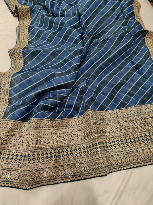 Sudeshi organza partywear saree - Saffronfashionindia