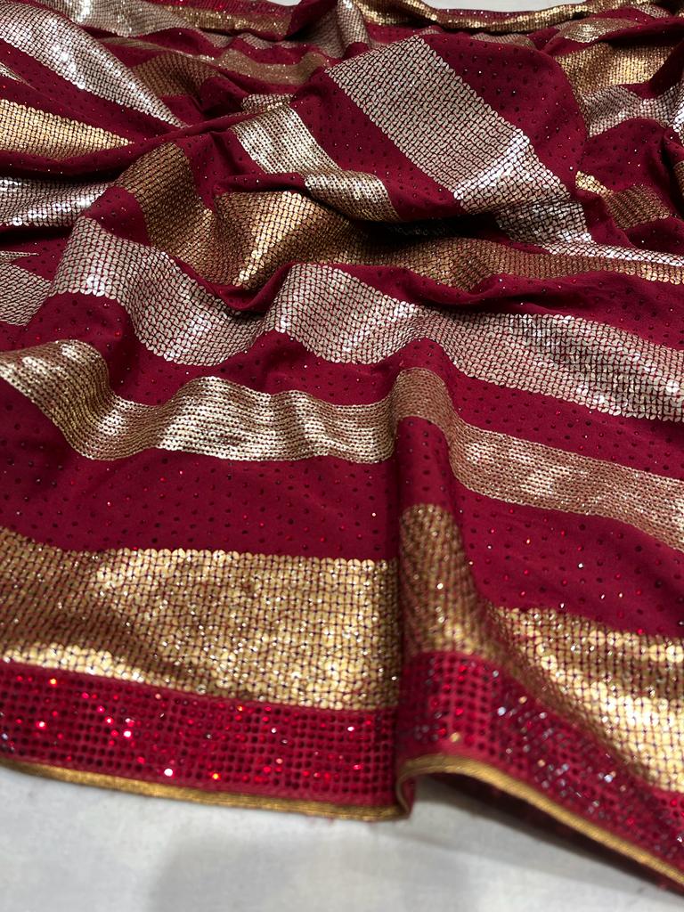 Bridal inspired crepe saree - Saffronfashionindia