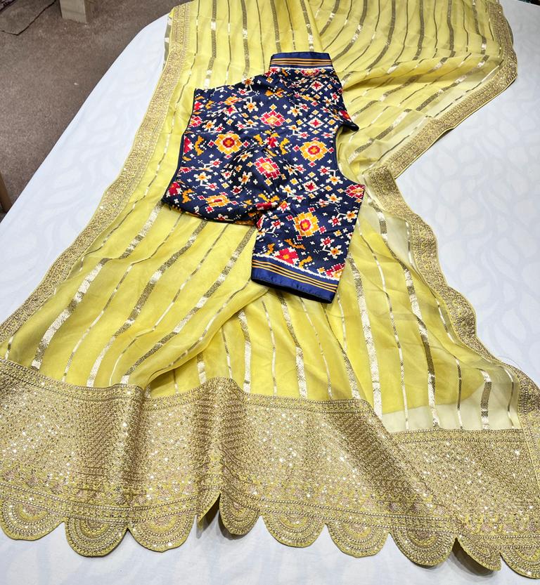 Kora stripes saree - Saffronfashionindia