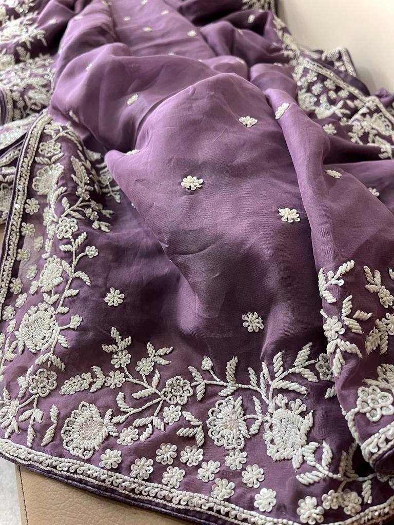 Lipshika katdana organza saree - Saffronfashionindia