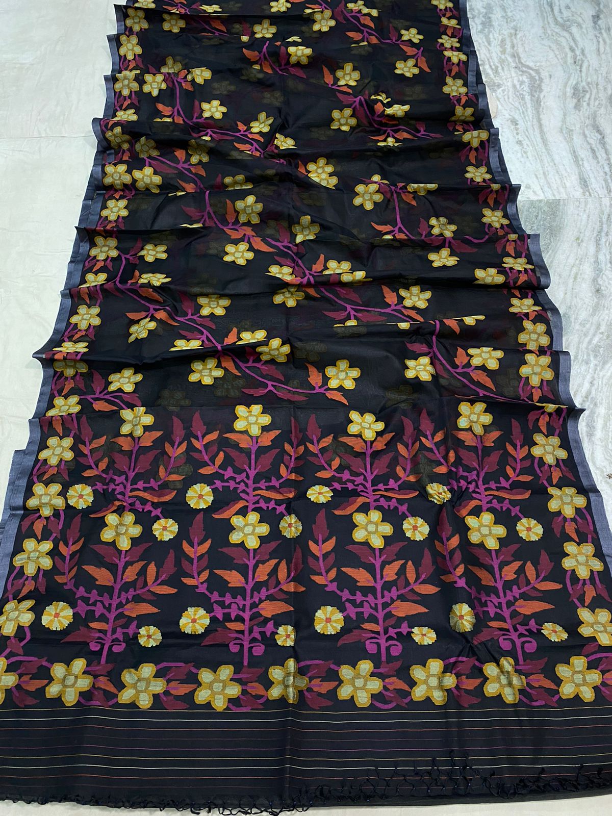 Malvika muslin jamdani saree - Saffronfashionindia