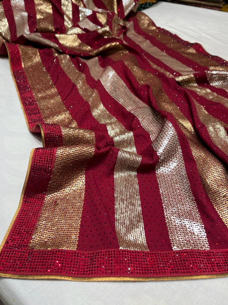 Bridal inspired crepe saree - Saffronfashionindia