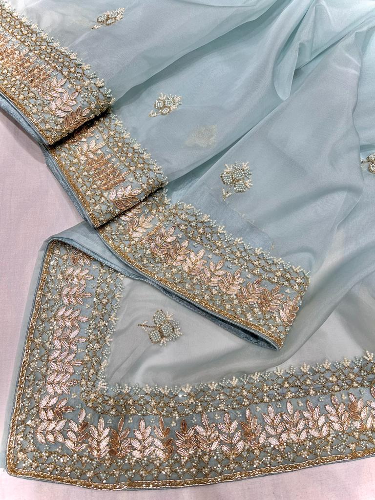 Rivaaz gottapatti saree/Pearl saree - Saffronfashionindia