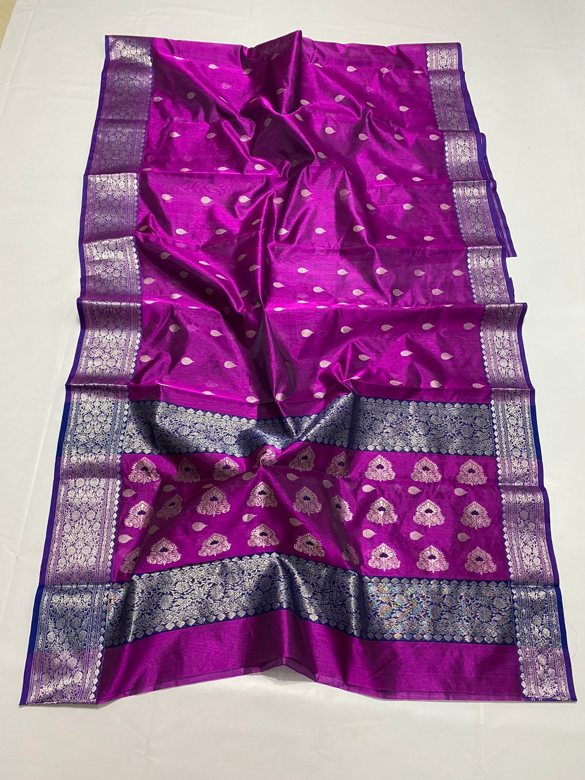 Wine inspired beautiful Chanderi saree - Saffronfashionindia
