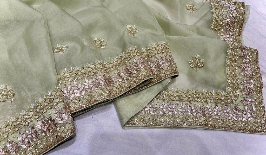 Rivaaz gottapatti saree/Pearl saree - Saffronfashionindia
