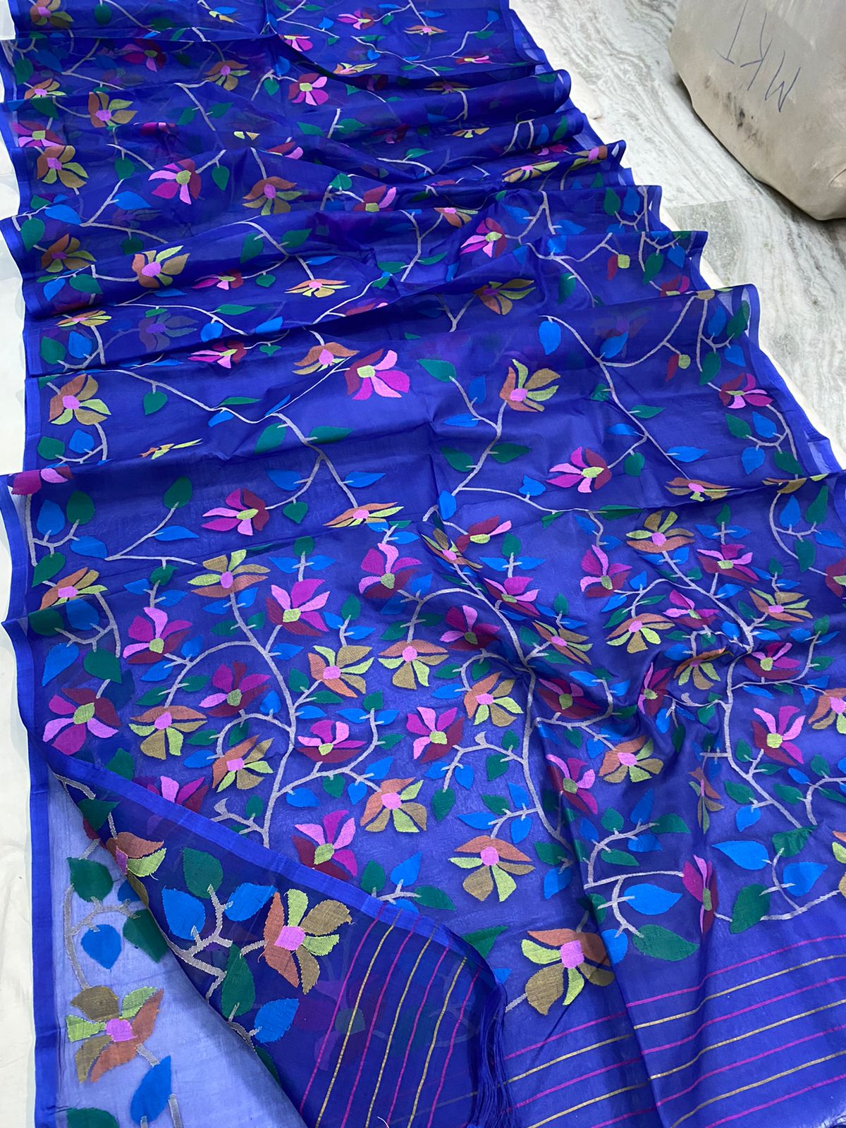 Royal muslin jamdani saree - Saffronfashionindia
