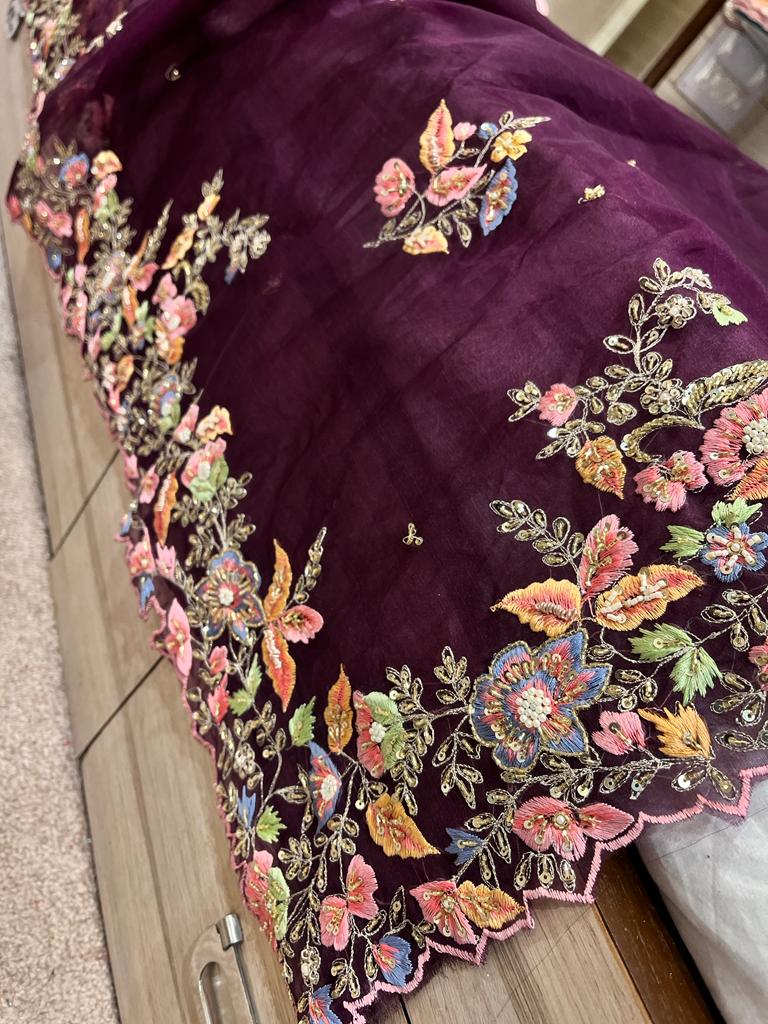 Venice purple saree - Saffronfashionindia