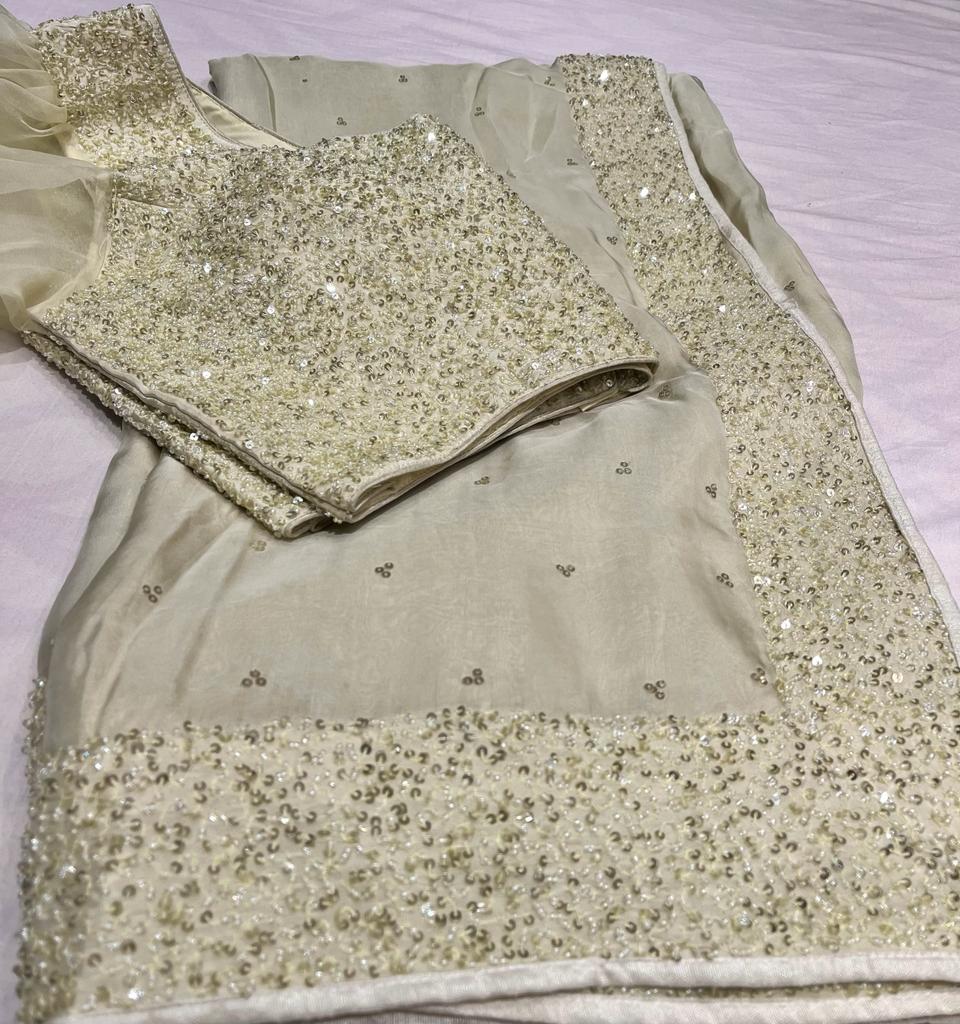 Posh organza sequins saree - Saffronfashionindia