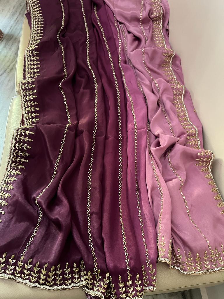 Jinaahd crepe jatdana saree - Saffronfashionindia
