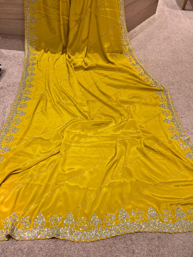 Avisha crepe zardosi saree - Saffronfashionindia