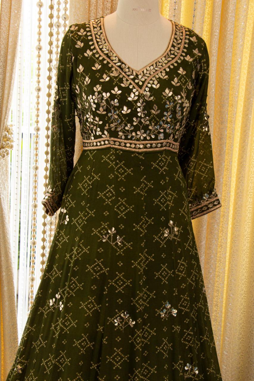 Meharbaan chinon gown set - Saffronfashionindia