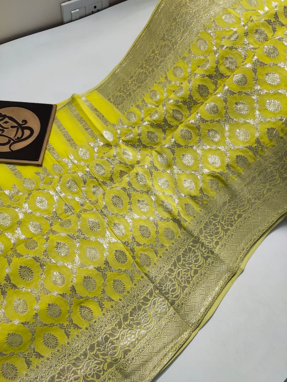 Nimina banarsi khaddi gorgette saree - Saffronfashionindia